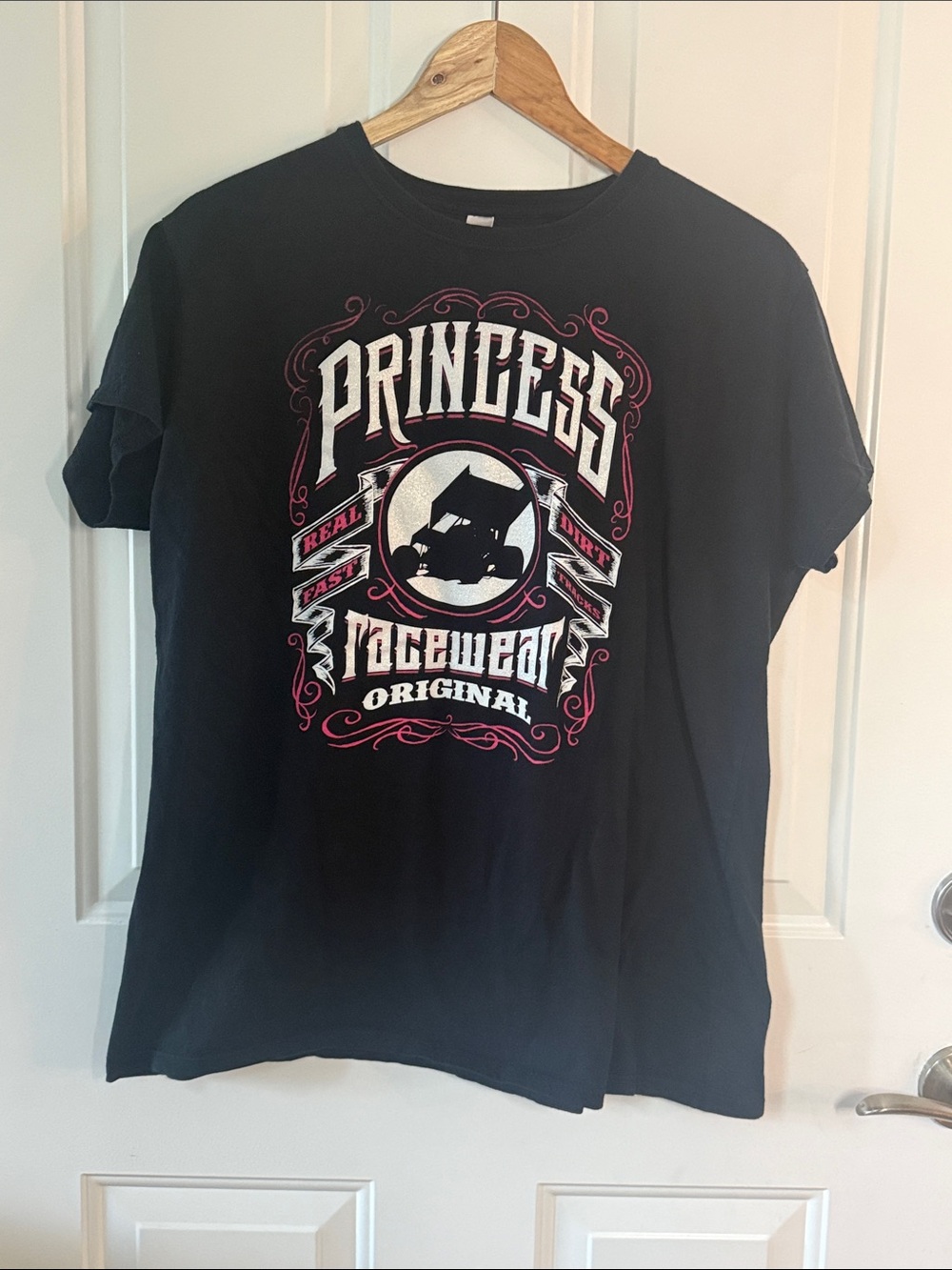 Princess Racewear Original Graphic Tee - Black with White & Pink Print
